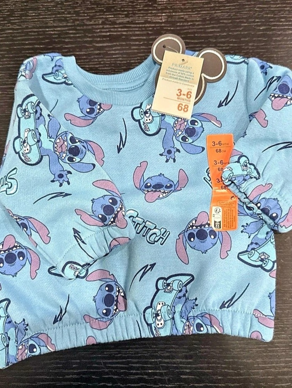 Disney Stitch Baby Sweatshirt Blue Size 3-6M NWT